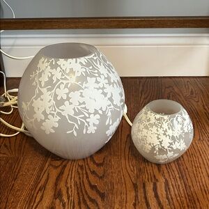White Floral Frosted Glass Orb Lamp - IKEA